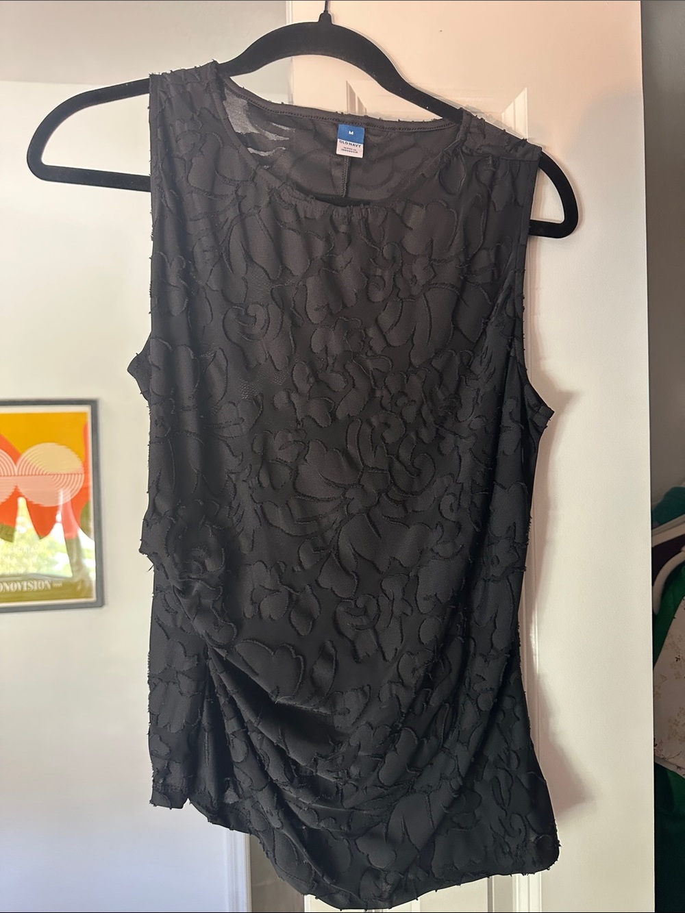 Old Navy Black Textured Sleeveless Blouse